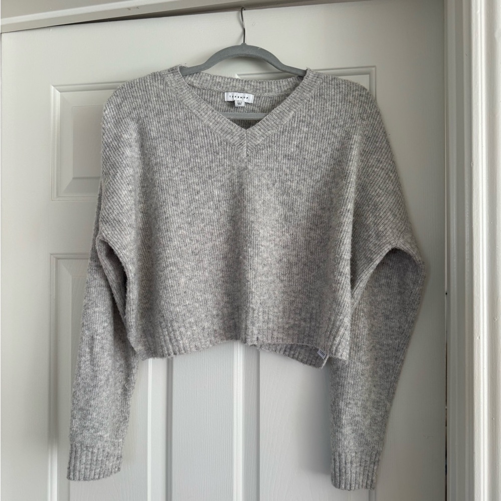 Topshop Gray V-Neck Sweater
